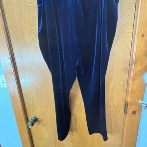 Susan Graver Blue Velvet Pull-On Pants Luxurious Straight-Leg